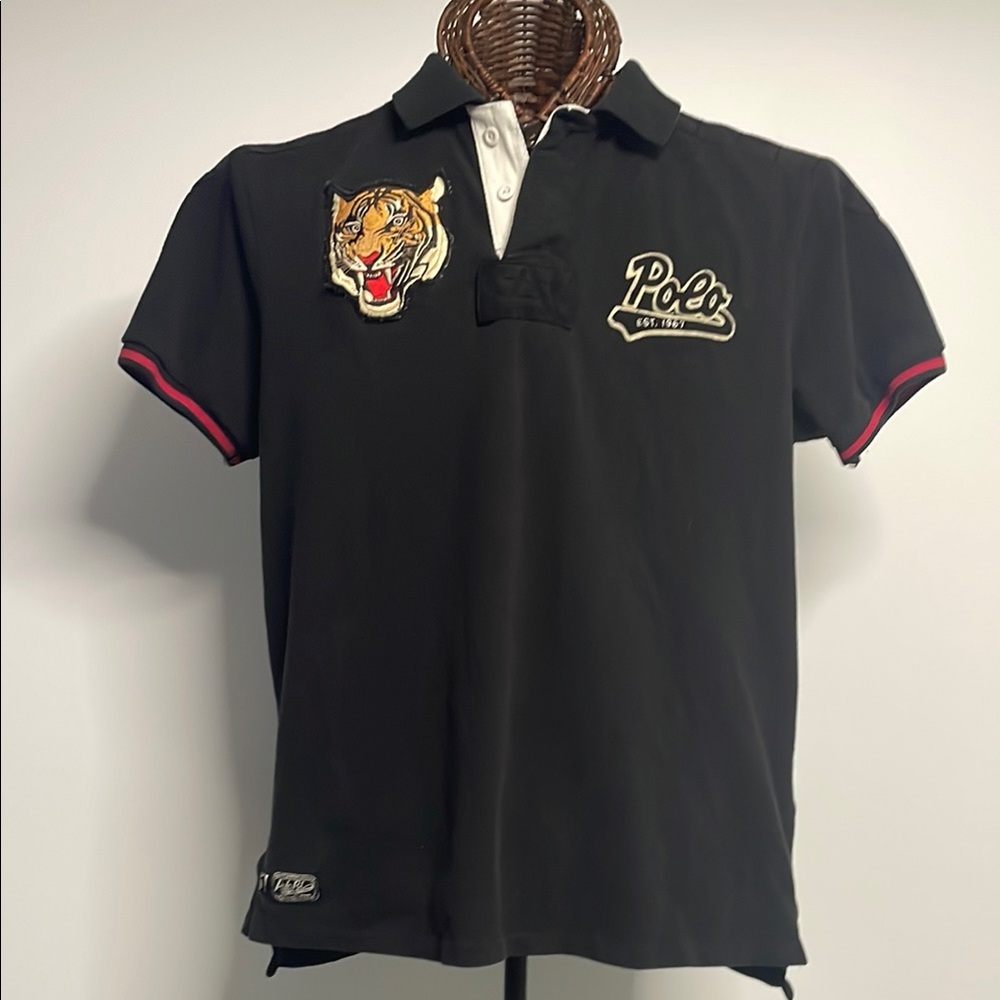 Polo by Ralph Lauren Rare Black Polo Shirt with Tiger Patch
